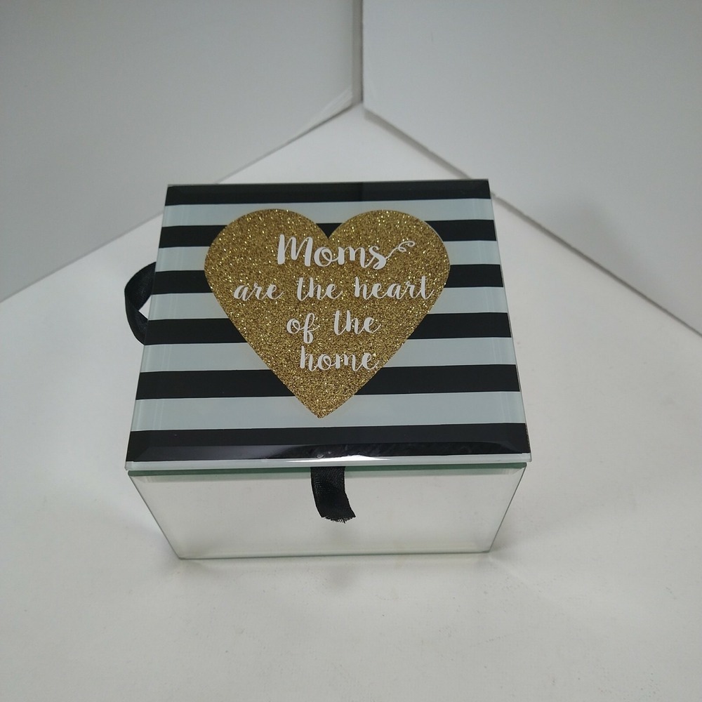Art Glass Look Beautiful‎ Hinged Trinket Box MOMS ARE THE HEART OF THE HOME